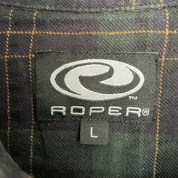 Roper Men’s Plaid Flannel Snap Closure Shirt Navy/Green L - Picture 3 of 6